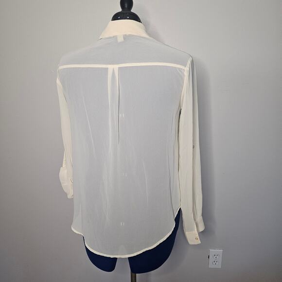 Decrees Peach Sheer Button Down Longsleeve Blouse - Picture 4 of 10